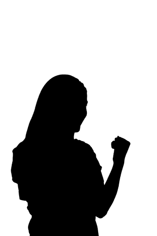 Playful woman silhouette celebrating transparent joy expression