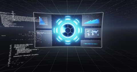Futuristic Digital Screen with Data Processing Graphics - Download Free Stock Images Pikwizard.com