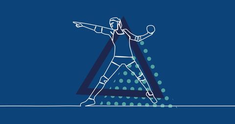 Abstract Illustration of Female Handball Player with Ball