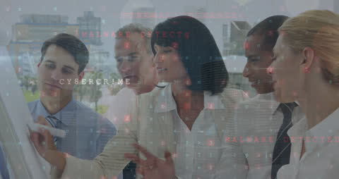 Business Team Analyzing Global Cybersecurity Data