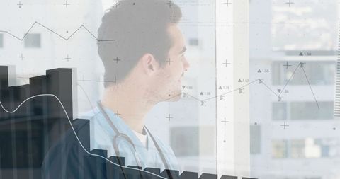 Healthcare Professional Analyzing Medical Data in Modern Clinic