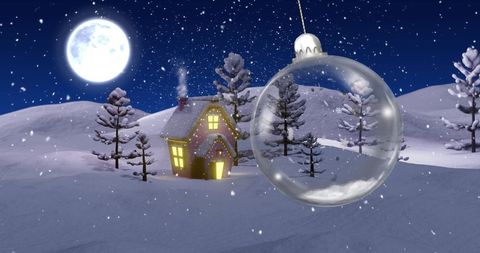 Christmas Snow Globe in Winter Wonderland Scene