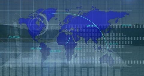 Digital World Map Overlay with Global Data Analytics - Download Free Stock Images Pikwizard.com