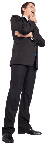 Surprised Businessman in Formal Suit on Transparent Background