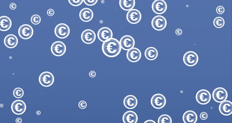 Euro Signs Abstract Animation on Blue Background