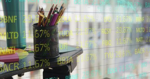 Colorful School Supplies and Stock Market Reflections