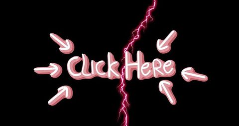 Futuristic Pink Text Click Here with Neon Bolt
