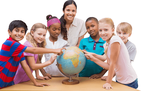 students exploring globe with teacher in classroom transparent background - Download Free Stock Videos Pikwizard.com