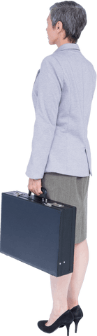 Caucasian Businesswoman Holding Briefcase on Transparent Background