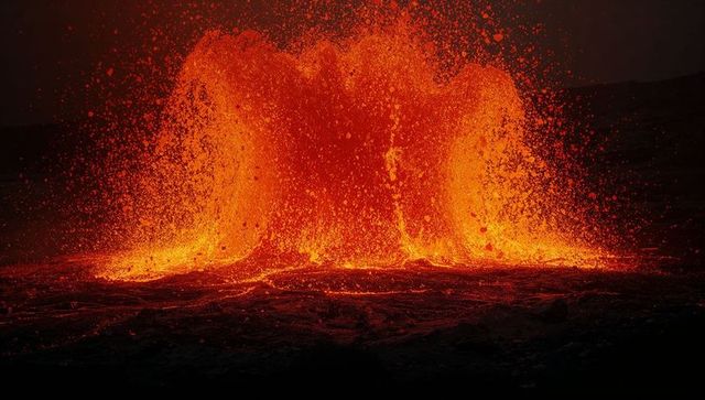 Powerful Volcano Eruption With Molten Lava Flow