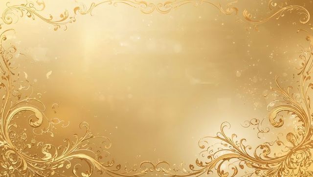 Golden decorative frame with scrolling filigree and vintage parchment center for invitations