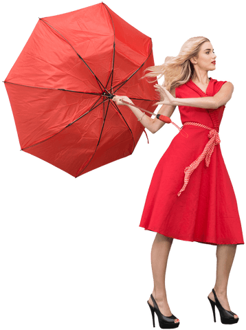stylish woman in red dress holding red umbrella transparent - Download Free Stock Videos Pikwizard.com