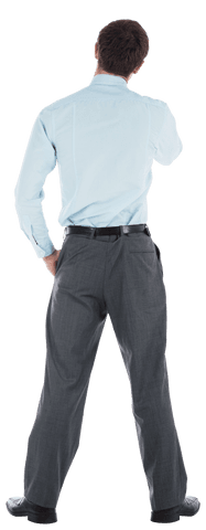 Transparent Rear View of Man Pondering in Business Attire