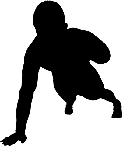 Silhouette male athlete performing one-hand push-up transparent background