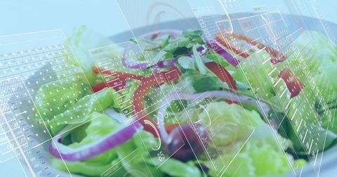 Augmented reality salad with nutritional hud overlays for smart kitchen and food analytics