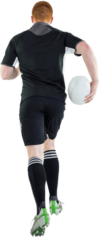Transparent Rugby Athlete Running with Ball Back View - Download Free Stock Videos Pikwizard.com