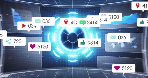 Futuristic Digital Interface with Social Media Analytics - Download Free Stock Images Pikwizard.com