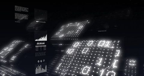 Futuristic binary data and graphs in digital cyberspace
