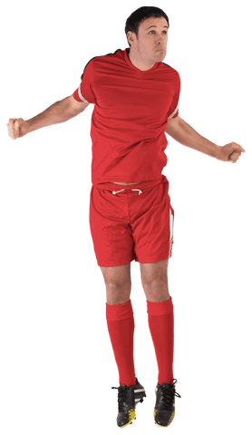 Transparent Soccer Player in Red Jumping with Determination - Download Free Stock Videos Pikwizard.com