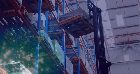 Forklift Loading in Warehouse with Digital Effects