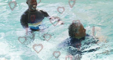 Friends Socializing in Therapy Pool Embracing Wellness