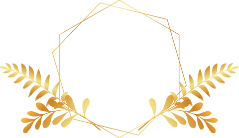 Transparent gold geometric wreath with leaves