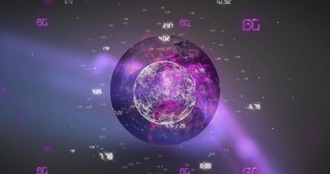 Futuristic 6g network connections on digital globe