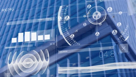 Digital Interface and Data Overlaid on Urban Cityscape