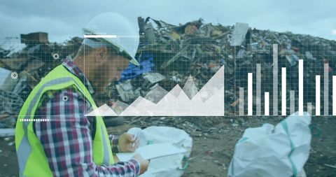 Engineer Analyzing Data on Industrial Waste Management Site