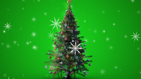 Festive Christmas Tree with Animated Snowflakes