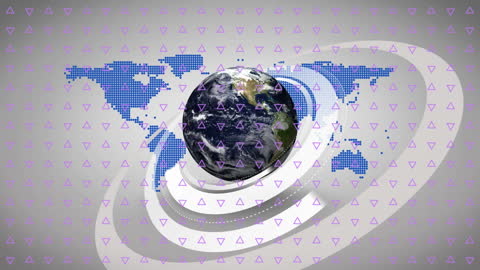 Digital Globe with Animated Overlay on World Map Background
