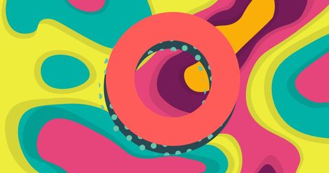 Neon abstract retro pattern with bold circles