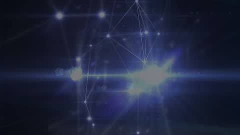 Digital Network of Bright Blue Connections in Abstract Space