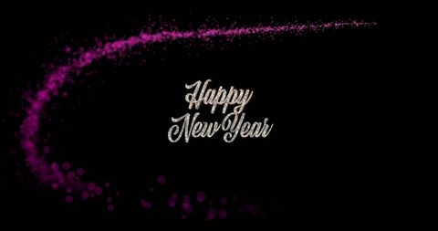 Happy New Year Glitter Text with Sparkling Lights
