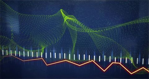Dynamic Data Visualization with Digital Connections on Blue Background