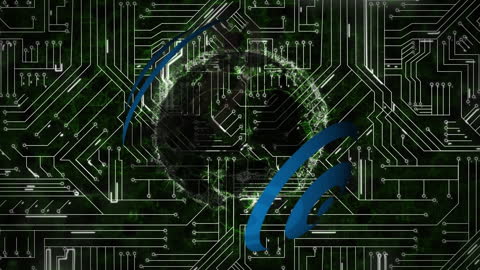 Animated Glow of Globe with Circuit Pattern Design