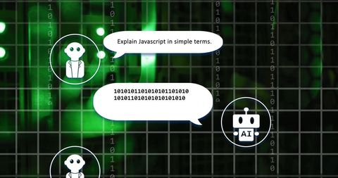 AI Robots Exchange Digital Conversation in Binary Code - Download Free Stock Images Pikwizard.com