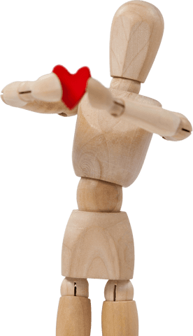 transparent wooden figurine presenting red heart token - Download Free Stock Videos Pikwizard.com