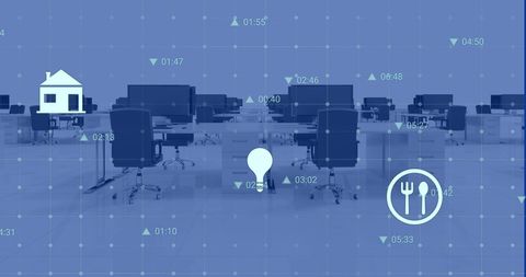 Digital network interface over empty office for business technology