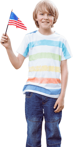 Caucasian Boy Waving American Flag on Transparent Background - Download Free Stock Videos Pikwizard.com