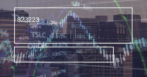 Dynamic Digital Financial Interfaces over Urban Cityscape - Download Free Stock Images Pikwizard.com