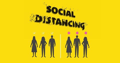 Social Distancing Awareness with Silhouette Illustration