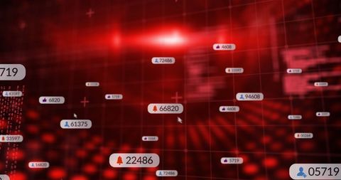 Digital Data Processing with Media Icons on Red Background - Download Free Stock Images Pikwizard.com