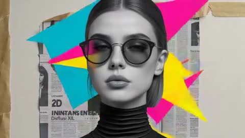 Stylish Model With Bold Pop-Art Backdrop and Sunglasses