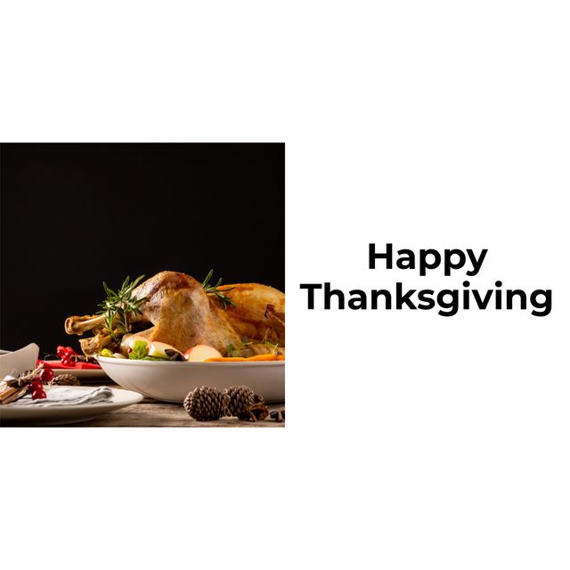 Thanksgiving Feast and Happy Thanksgiving Text - Download Free Stock Templates Pikwizard.com