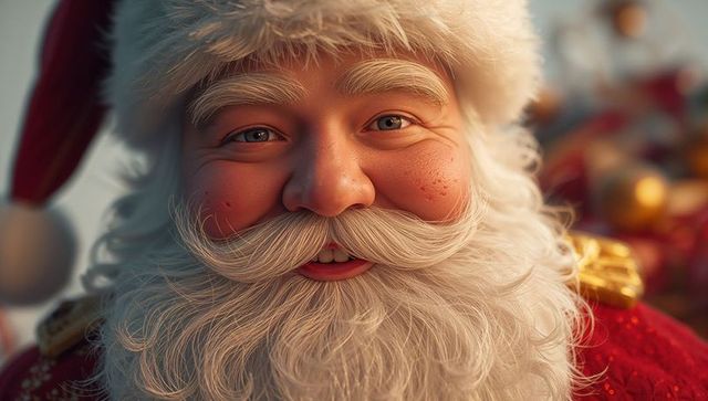 Close-up of Smiling Santa Claus in Festive Attire