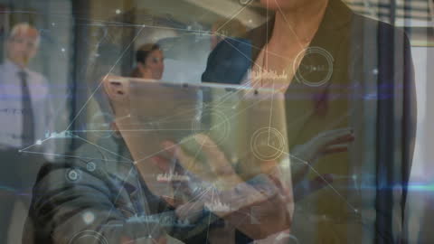 Augmented Reality Business Team with Virtual Connections Overlay