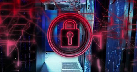 Digital Security Concept with Padlock Icon in Data Center - Download Free Stock Images Pikwizard.com