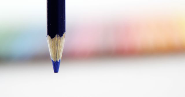 Macro View of Blue Colored Pencil Tip on Blank White Background - Download Free Stock Images Pikwizard.com