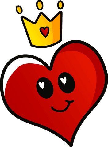 Cute Transparent Heart with Golden Crown and Smiling Face for Love Themes - Download Free Stock Videos Pikwizard.com
